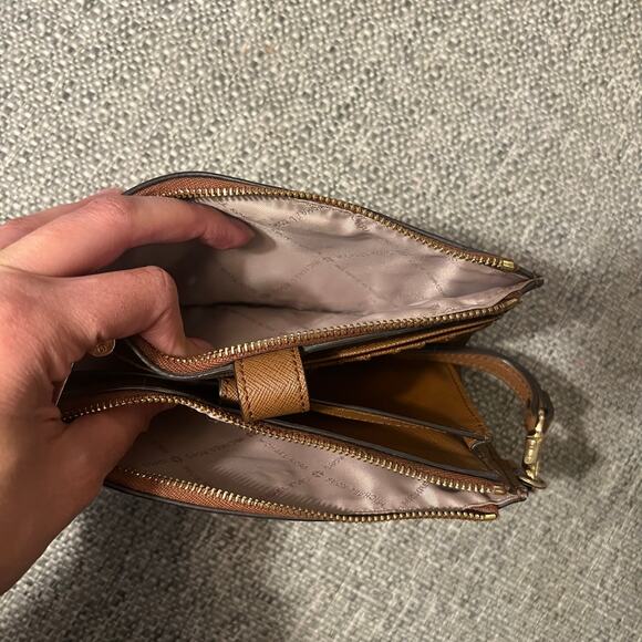 Michael Kors Jet Set Saffiano Leather Double Zip Wristlet - Brown - Picture 6 of 8